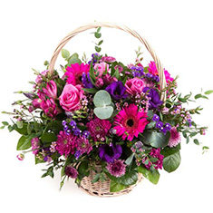 Purple &amp; Pink Basket Arrangement